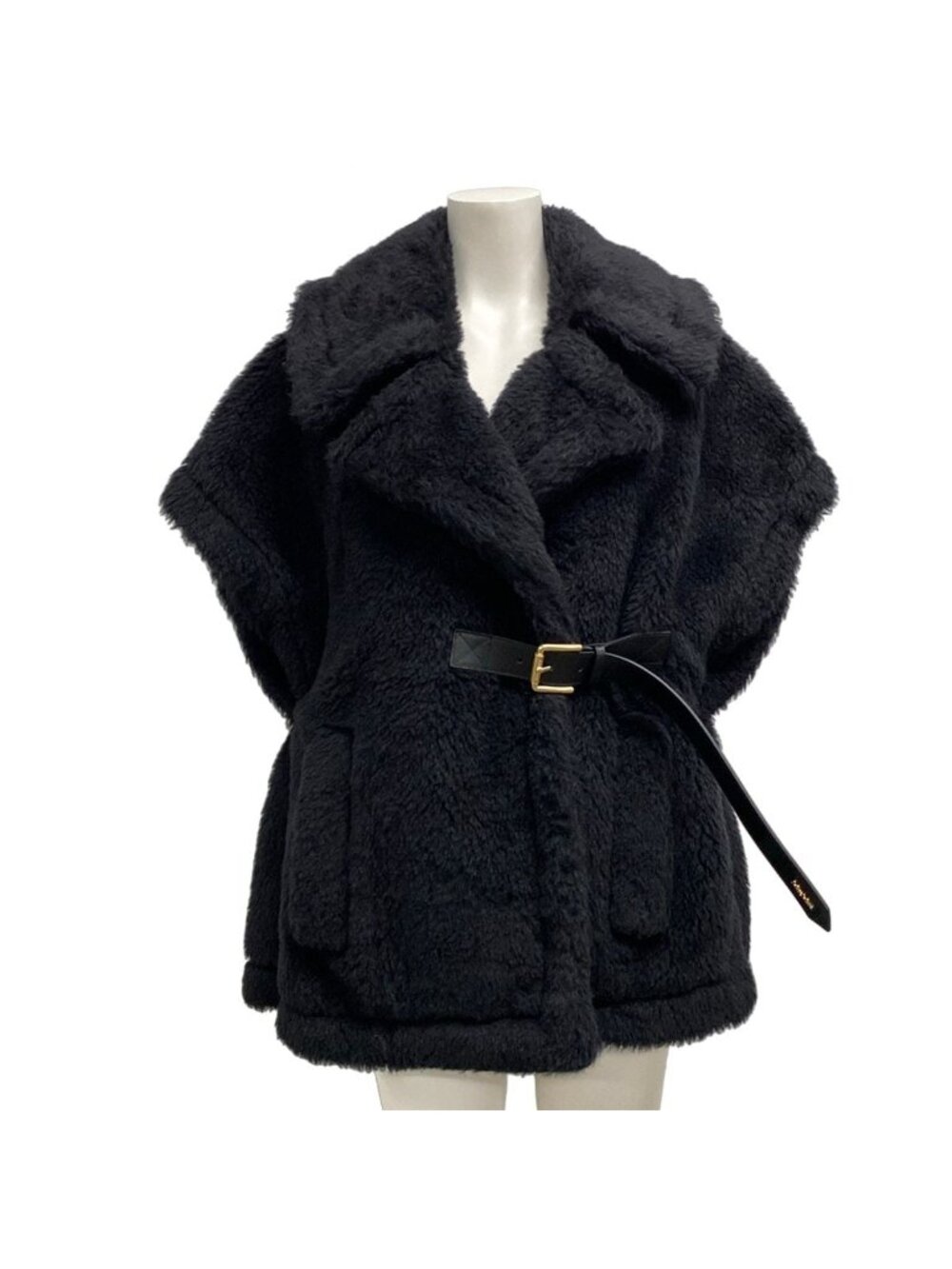 Max Mara Poncho SM New Ababo Teddy Bear Cape Black Winter Wool Alpaca